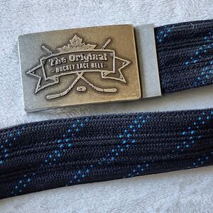 The Original Hockey‎ Lace Belt Buckle Black White Metal Gift Idea Ice Skate Puck